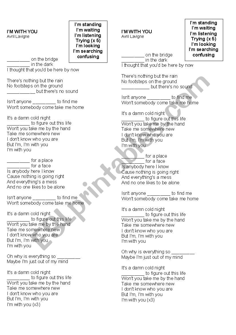 I´m with you - ESL worksheet by curti32