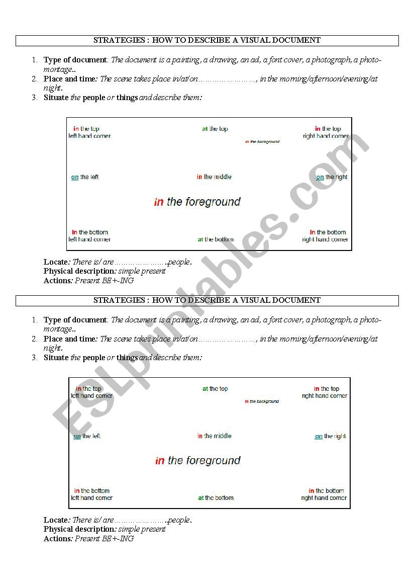 STRATEGIES TO DESCRIBE A VISUAL DOCUMENT