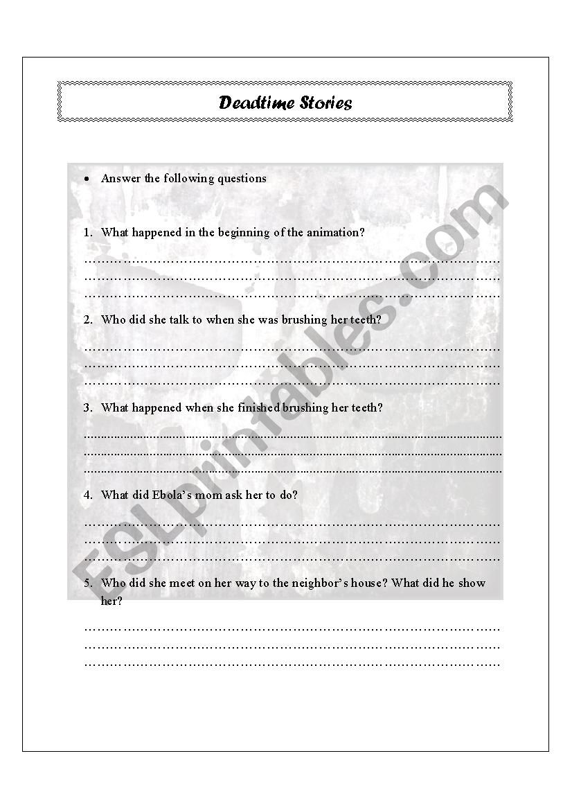 Deadtime Stories worksheet