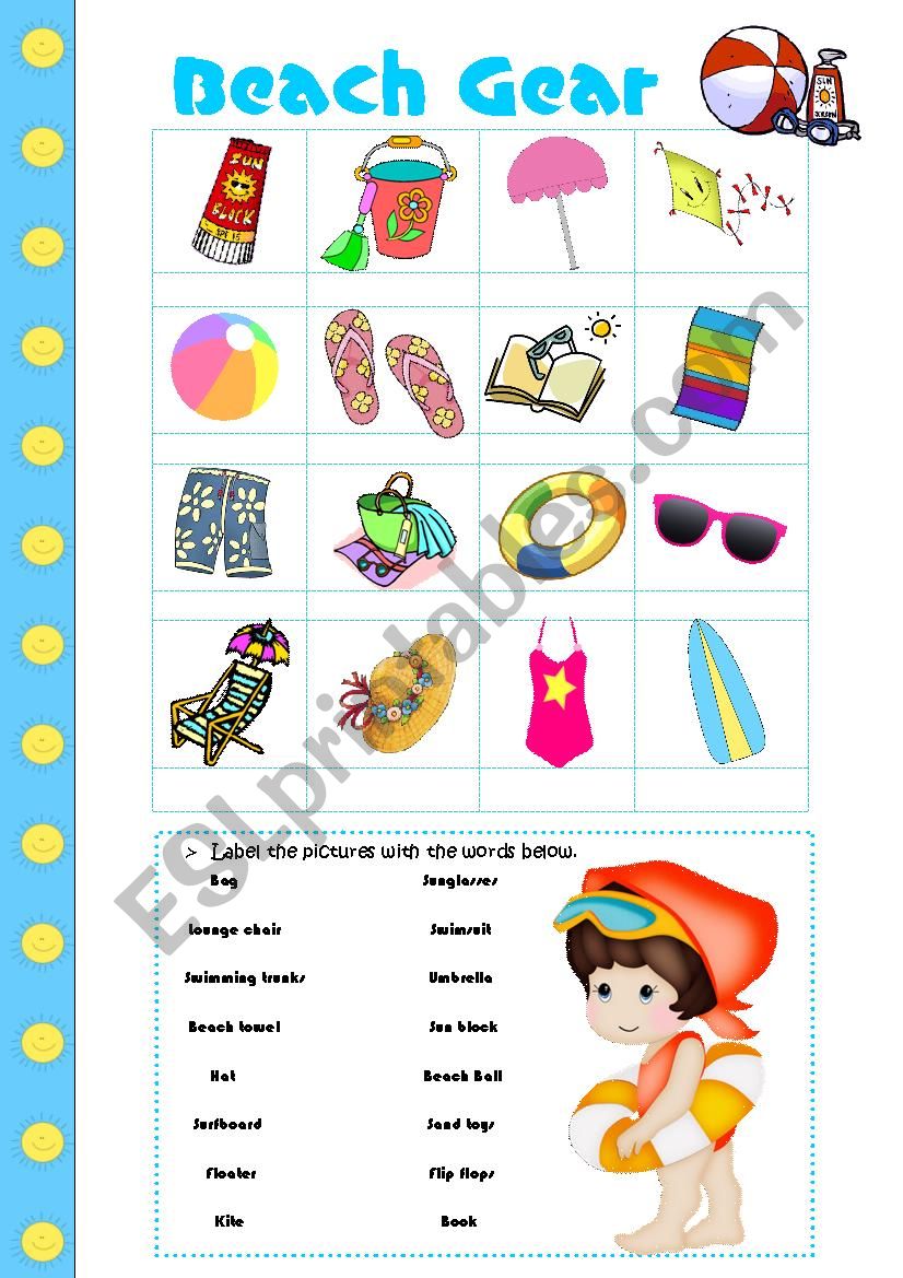 Beach Gear worksheet