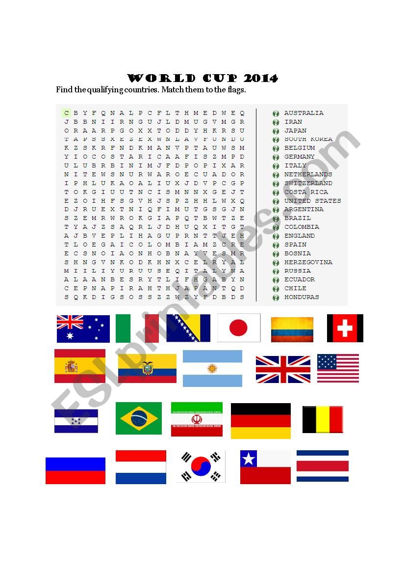 World Cup 2014 World Puzzle worksheet