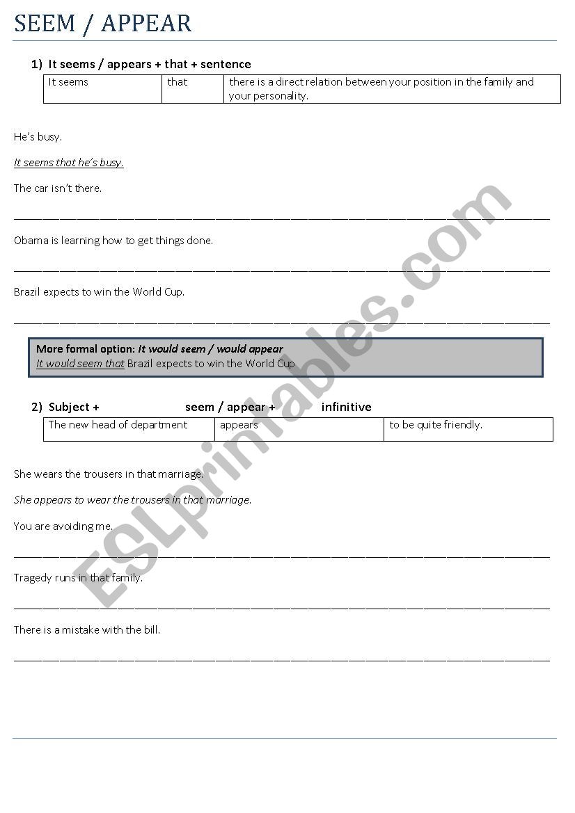 advanced grammar - Distancing worksheet