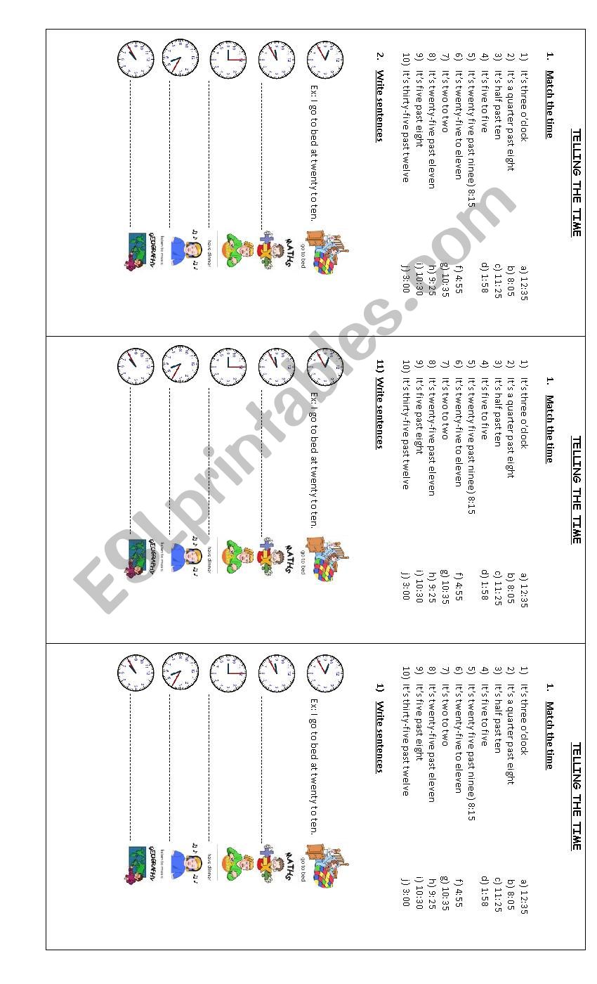 Telling the time worksheet