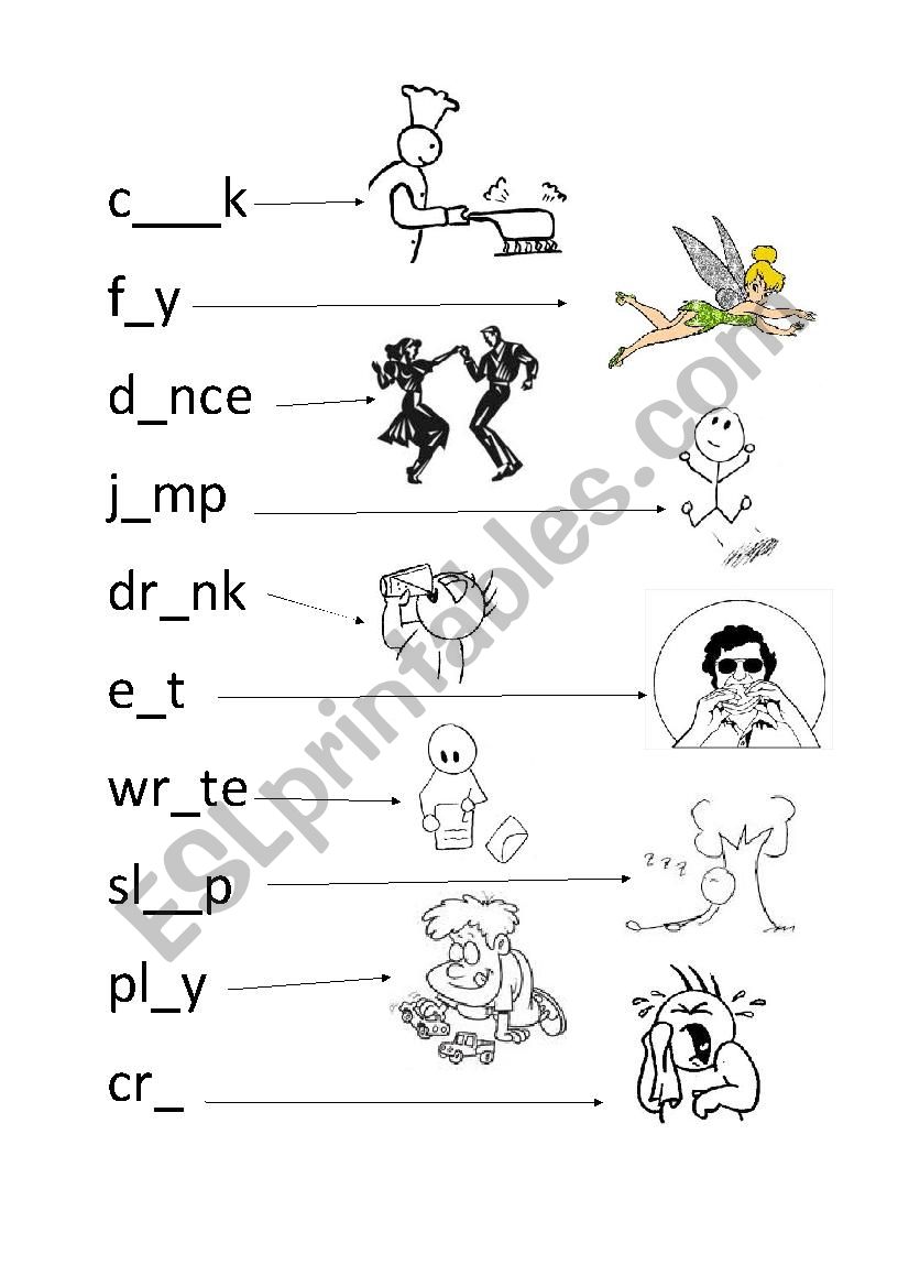 Simple Verbs Gap Fill  worksheet