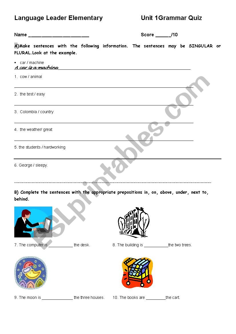 To be verbs worksheet