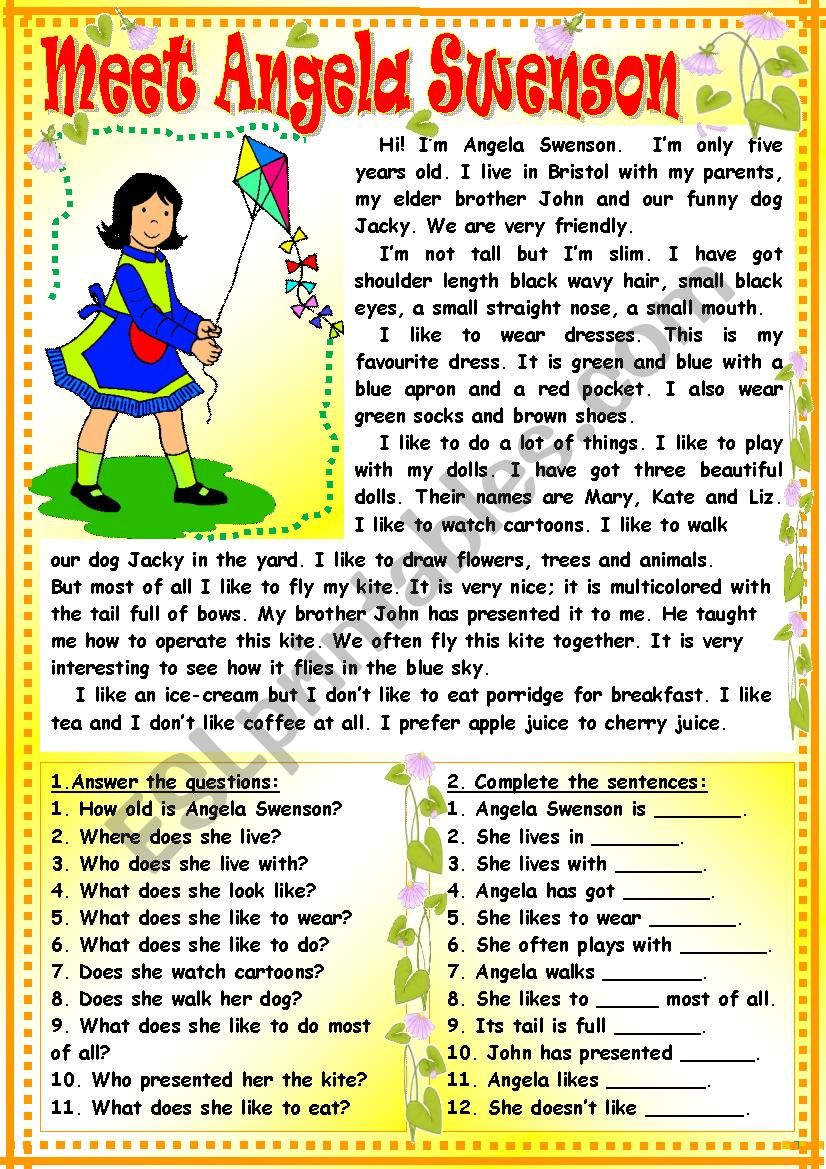 Meet Angela Swenson worksheet