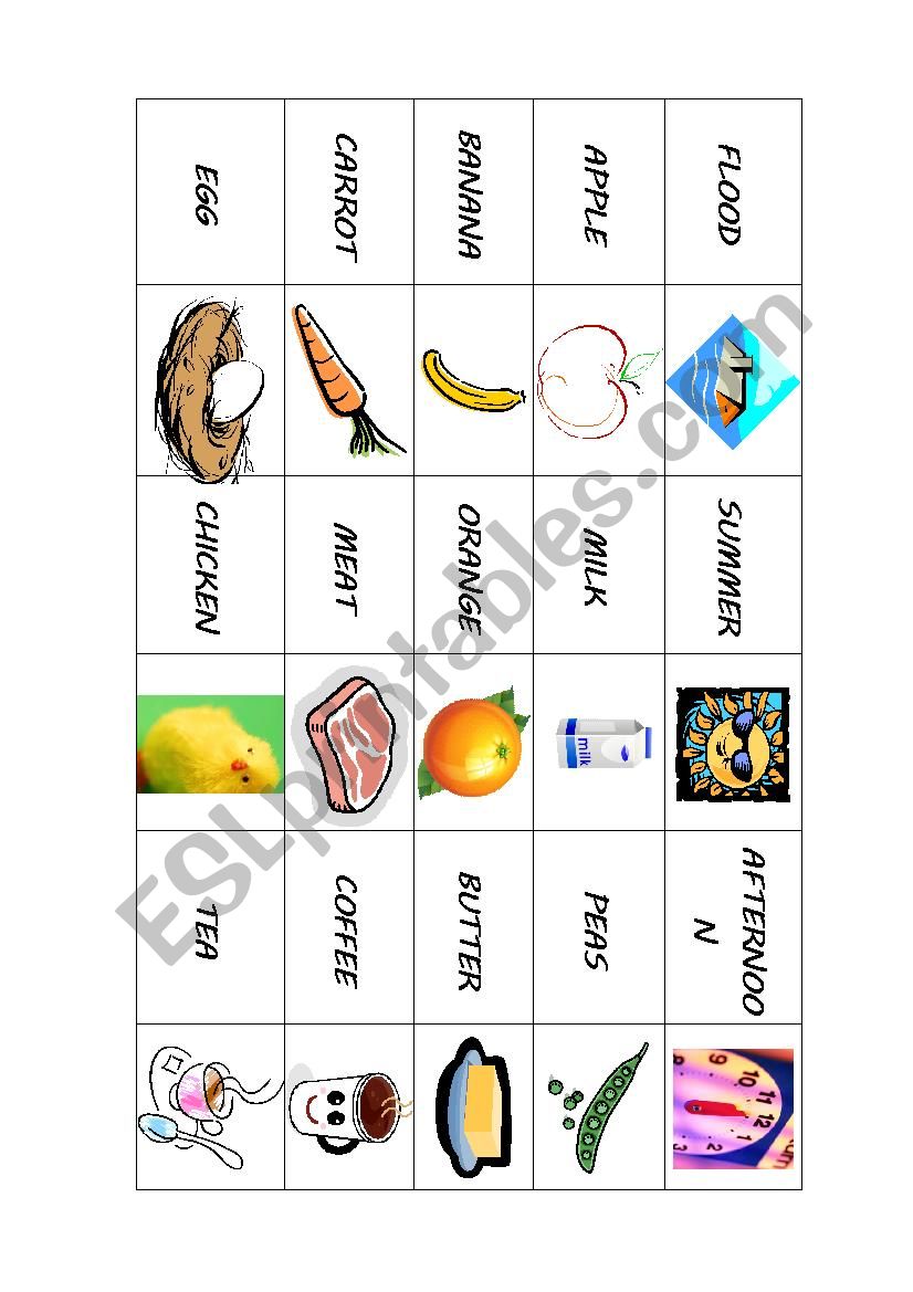 Food Flash cards worksheet