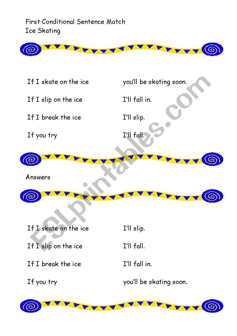 First Conditional Sentence Matching - Ice Skating