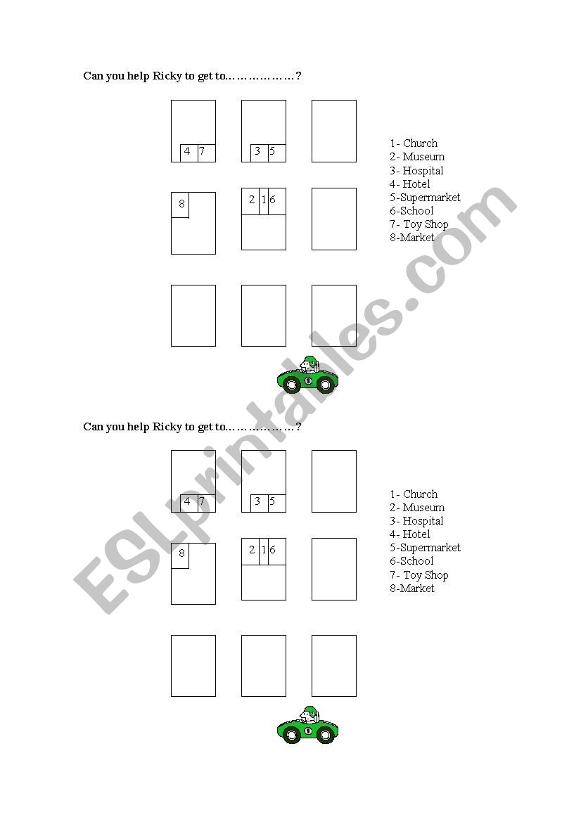 GIVING DIRECTIONS worksheet