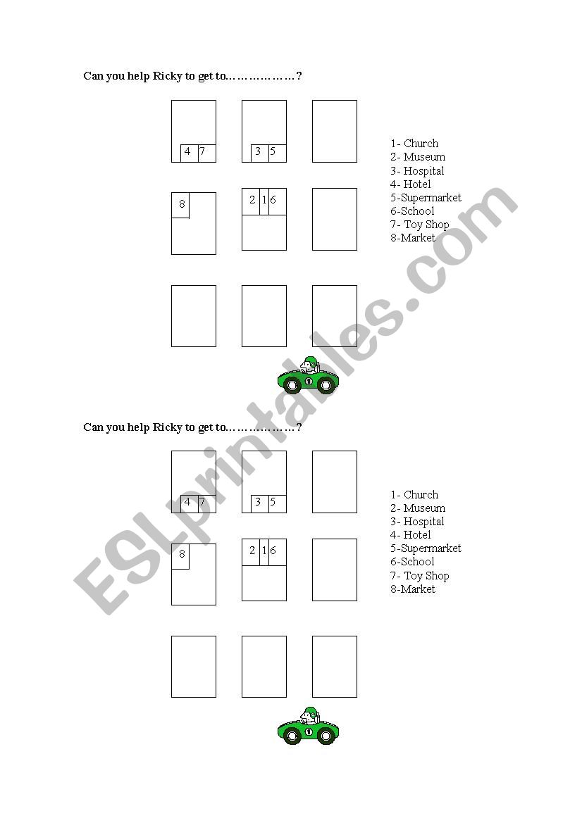 GIVING DIRECTIONS worksheet