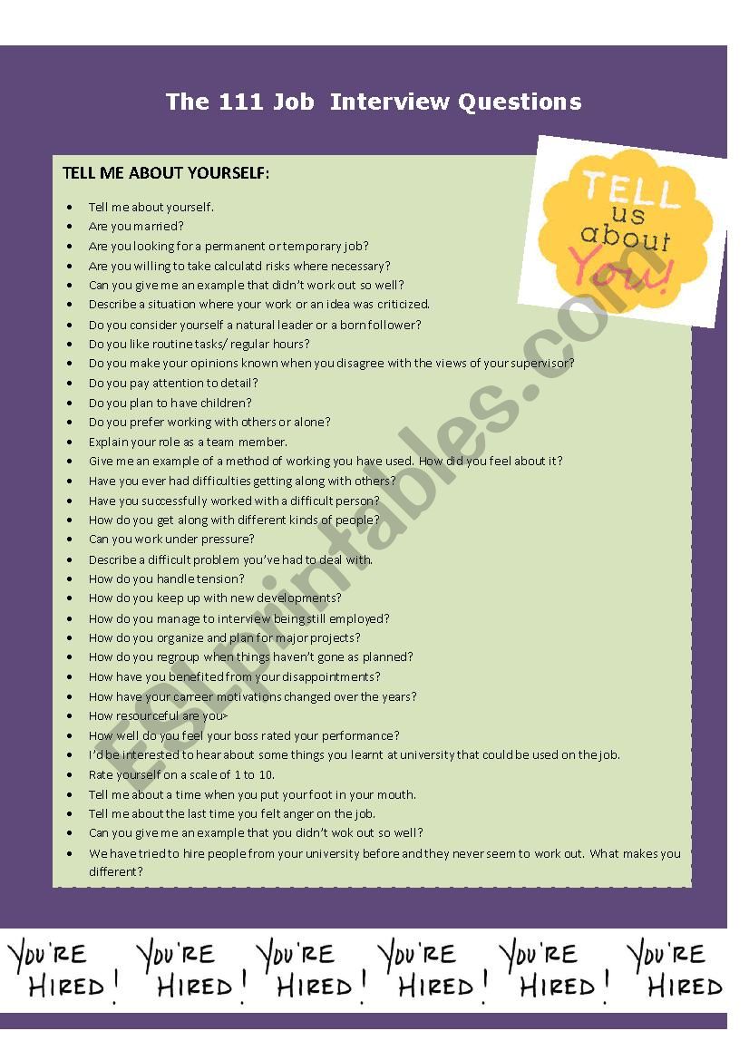 The 111 Job Interview Questions