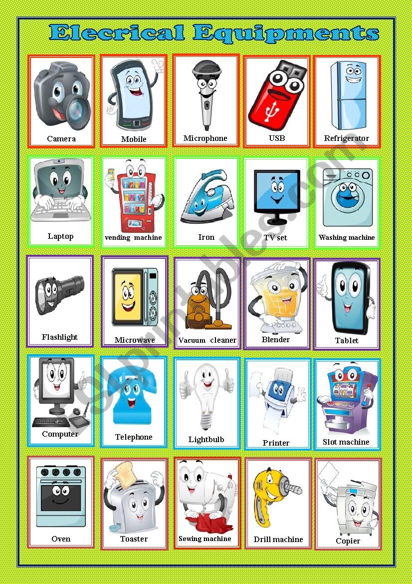 electrical equipments worksheet