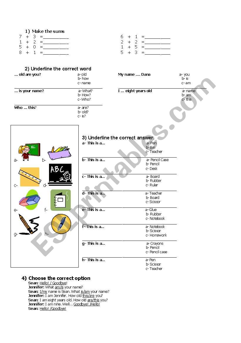 Numbers - Conversation - School words (activities)