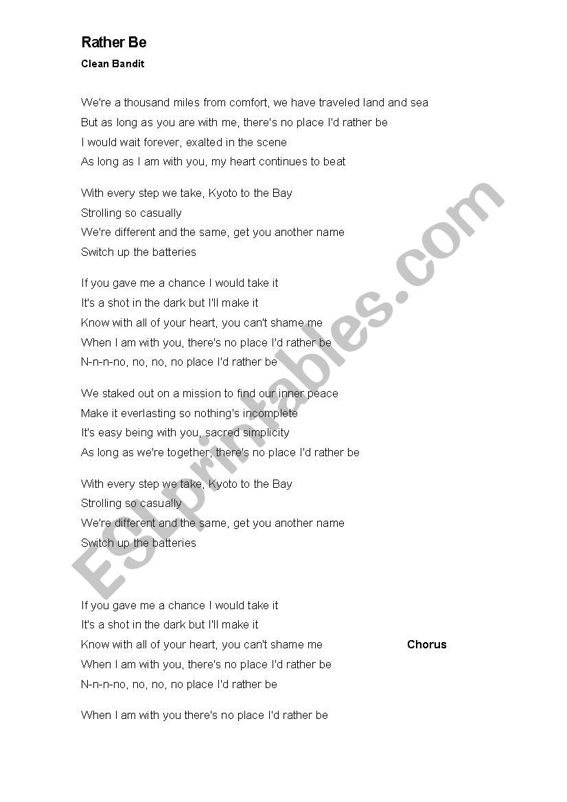 Song worksheet