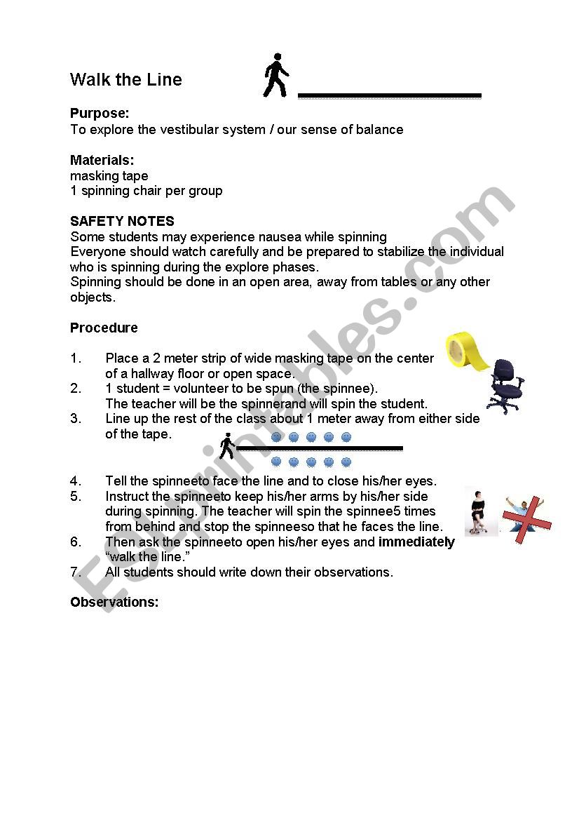 Walking the line worksheet