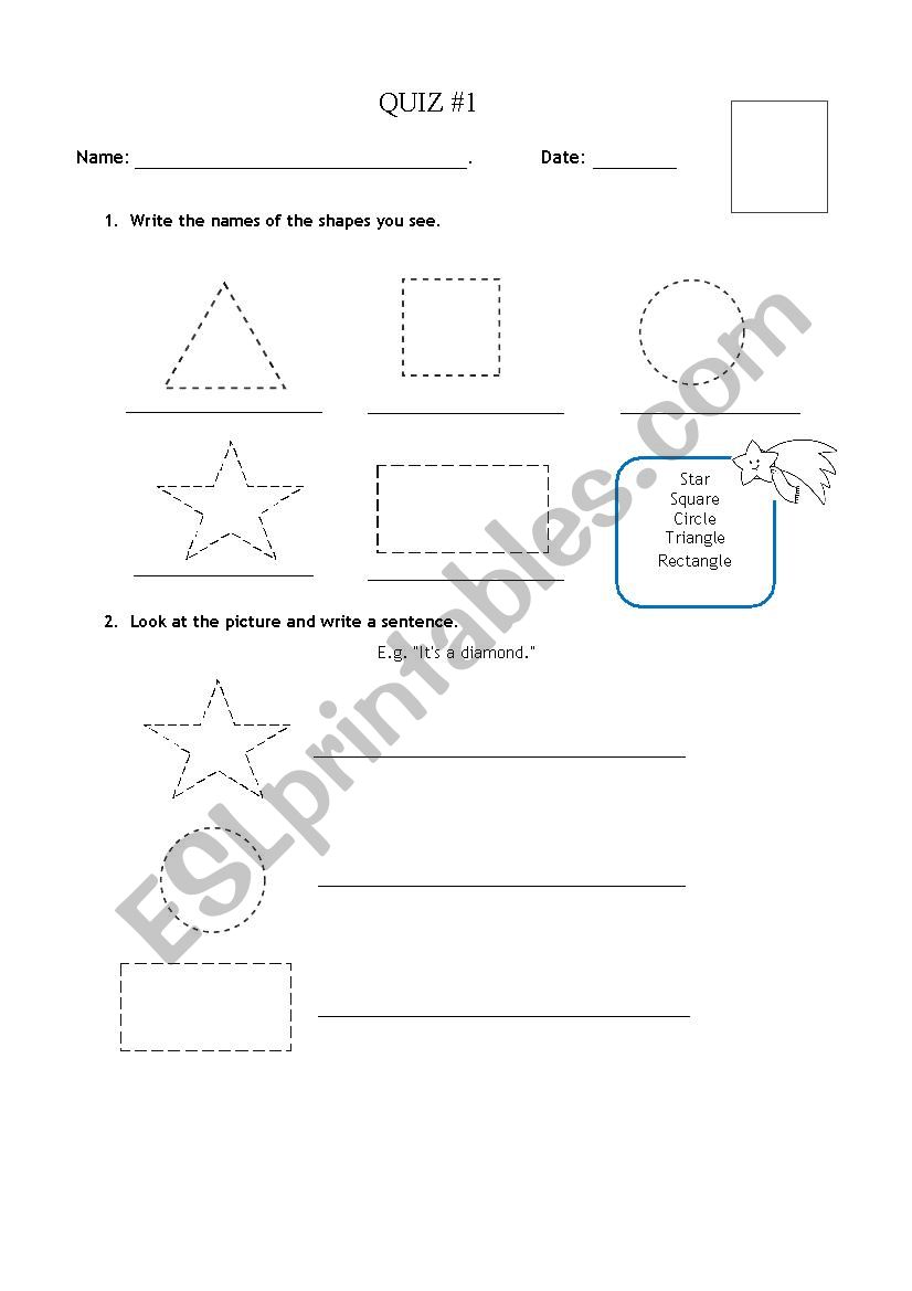 Shapes Quiz worksheet