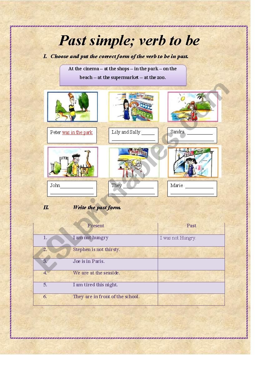 verb to be past form worksheet