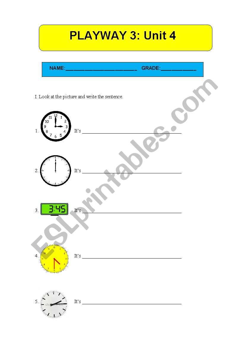 Playway 3 Unit 4 whats the time