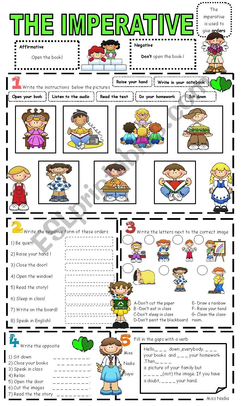 Action Verbs And Imperatives Worksheets
