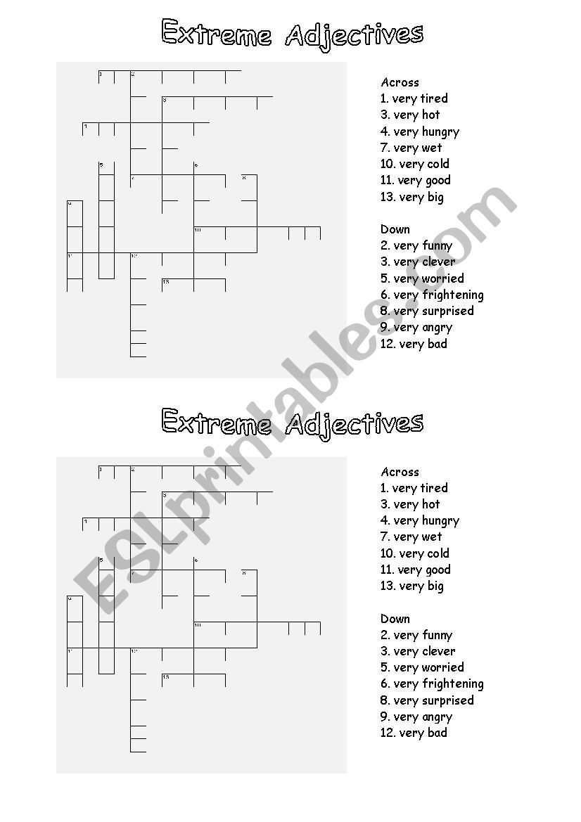 Extreme Adjectives worksheet