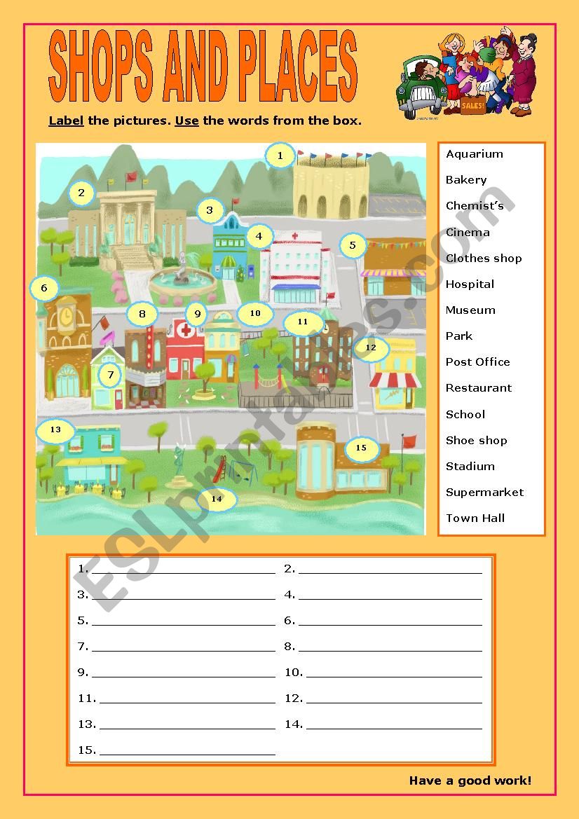 Shops and Places:6 worksheet