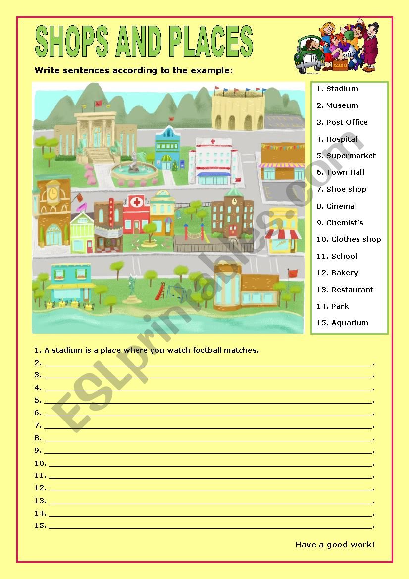Shops and Places:8 worksheet
