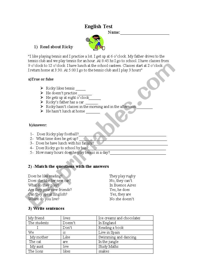 simple present worksheet