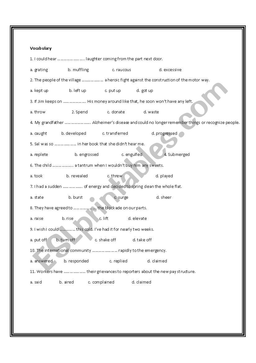 Vocabulary multiple-choice test(IELTS/TOEFL)