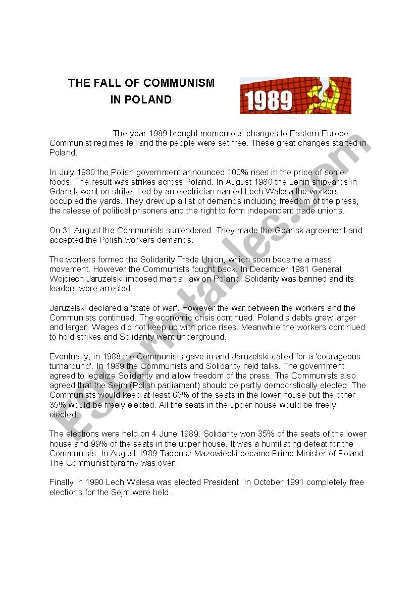 THE FALL OF COMMUNISM IN POLAND
