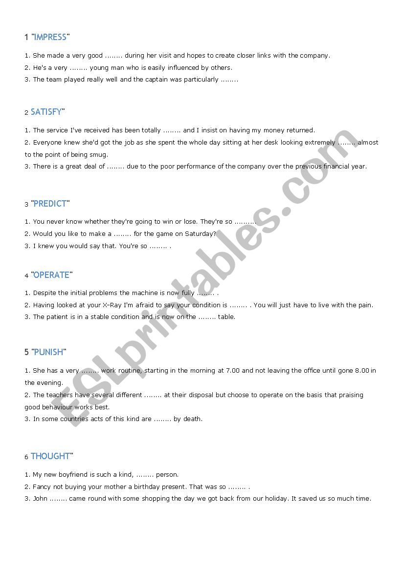 WORD FORMATION (CAE) 2 worksheet