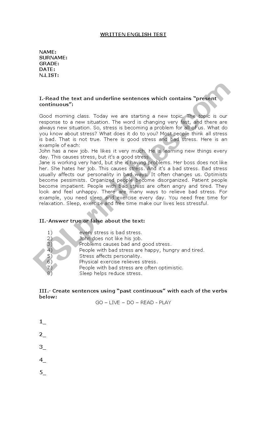 Test worksheet