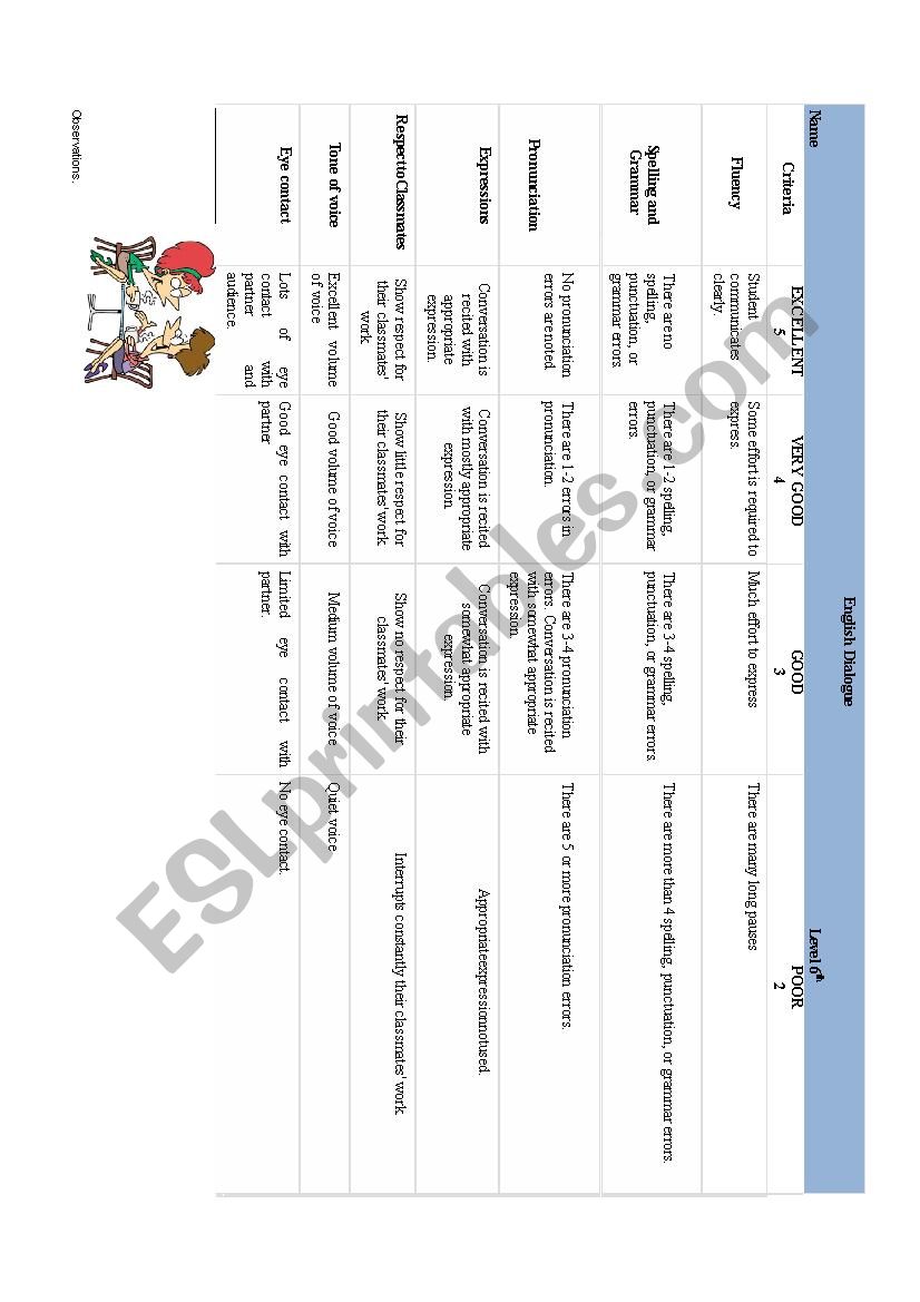 Dialogue worksheet