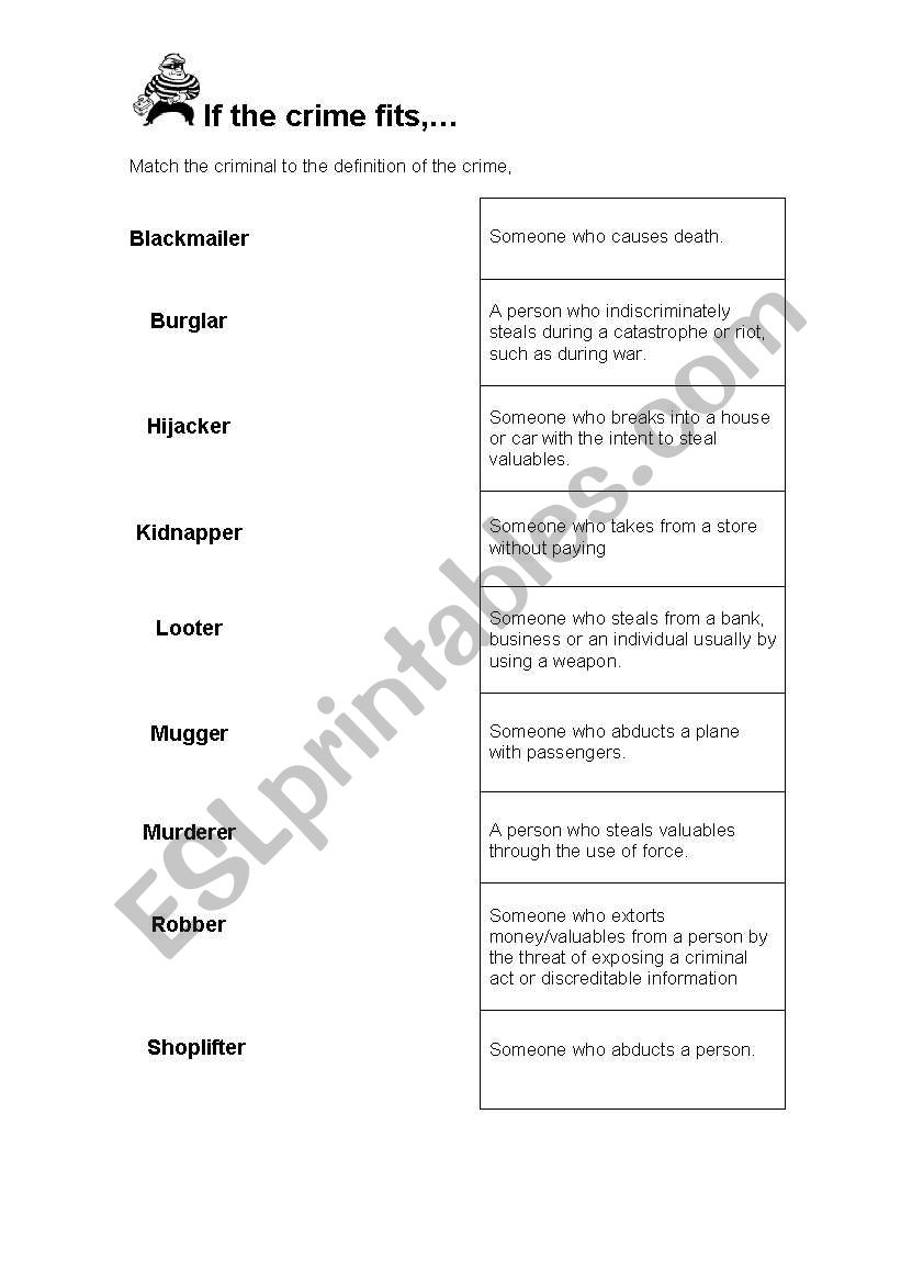 If The Crime Fits,...  worksheet