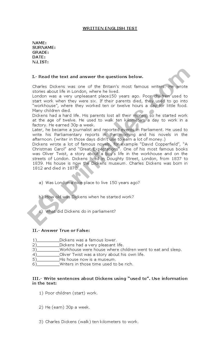 Test worksheet