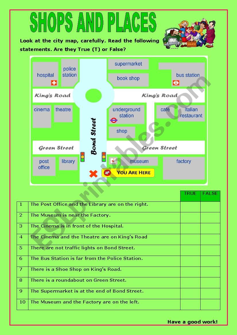 Shops and Places:10 worksheet
