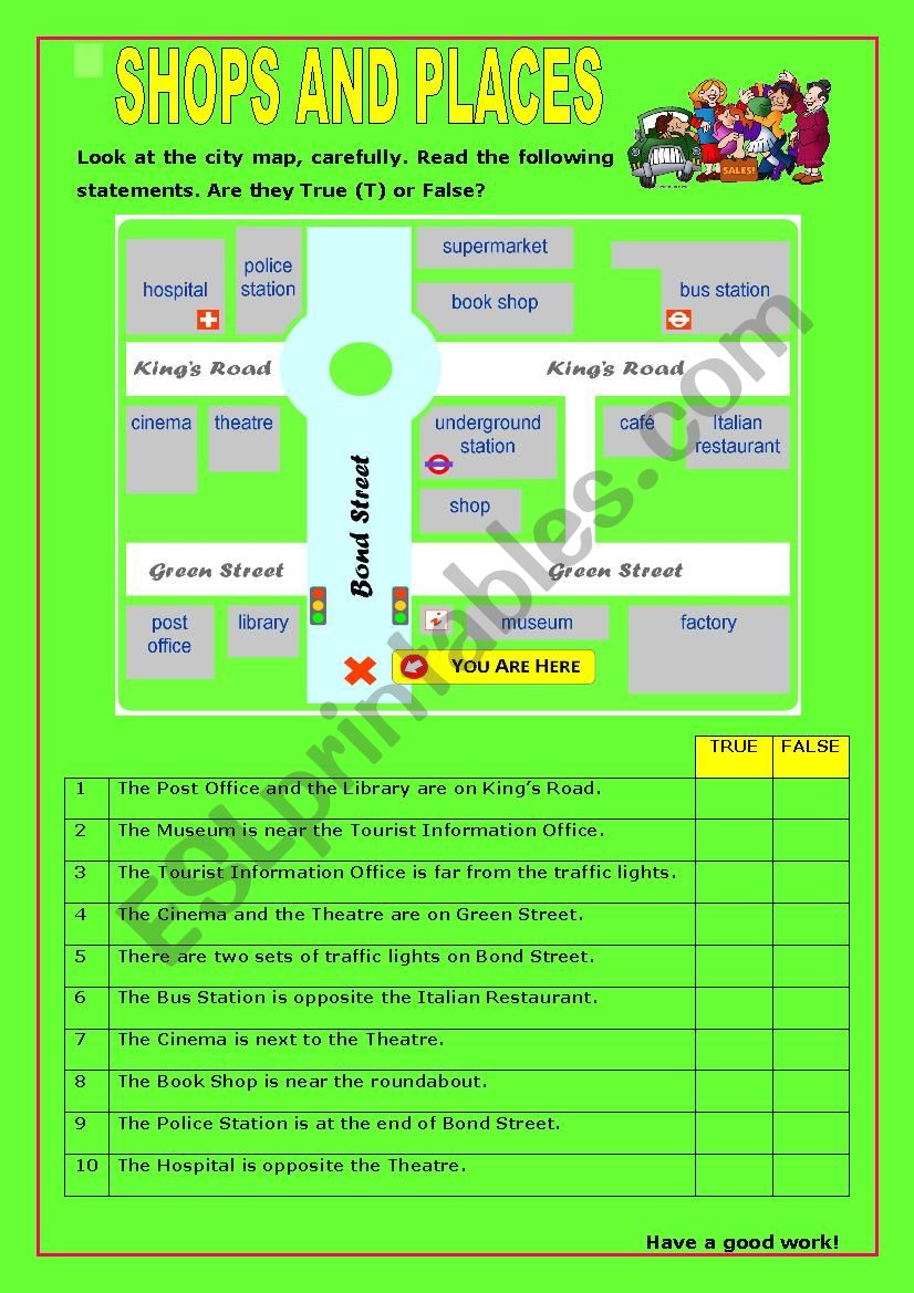 Shops and Places:11 worksheet