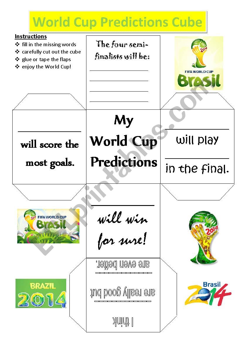 World Cup Predictions Cube worksheet