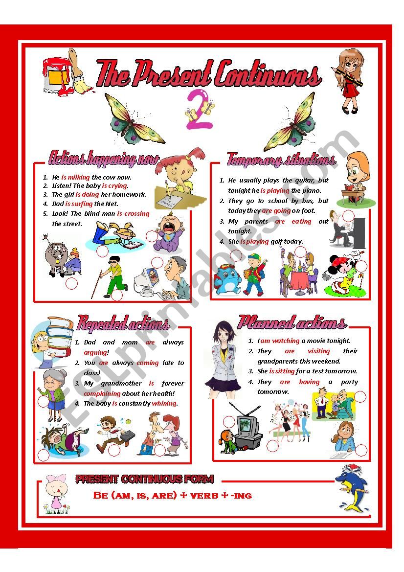 The Present Continuous Tense worksheet