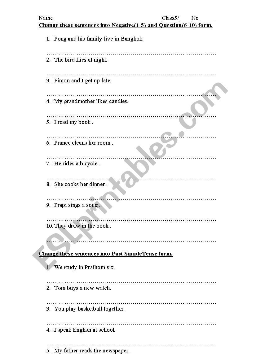 Revise Tenses: Present Simple and Past Simple