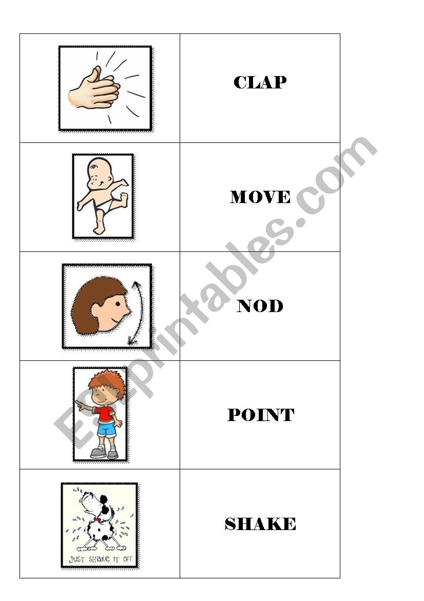 A memory game worksheet