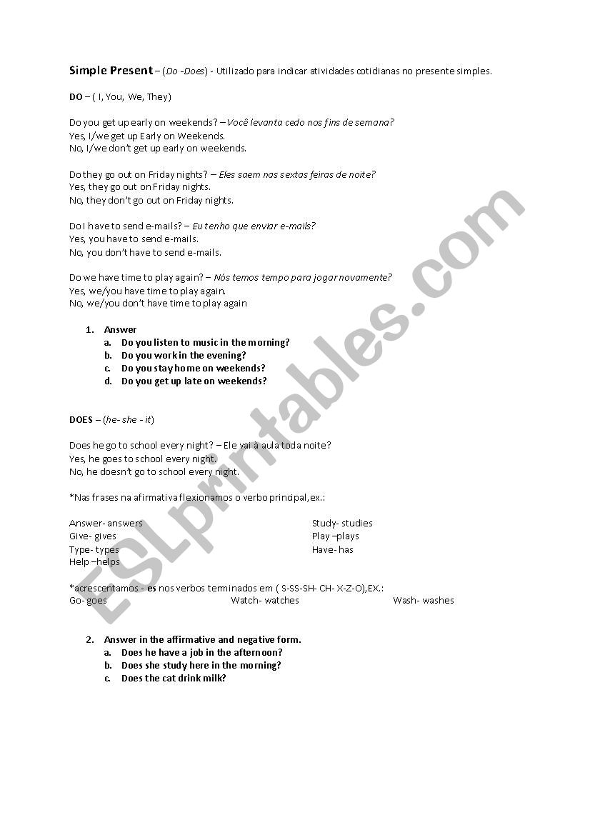 Simple Present worksheet