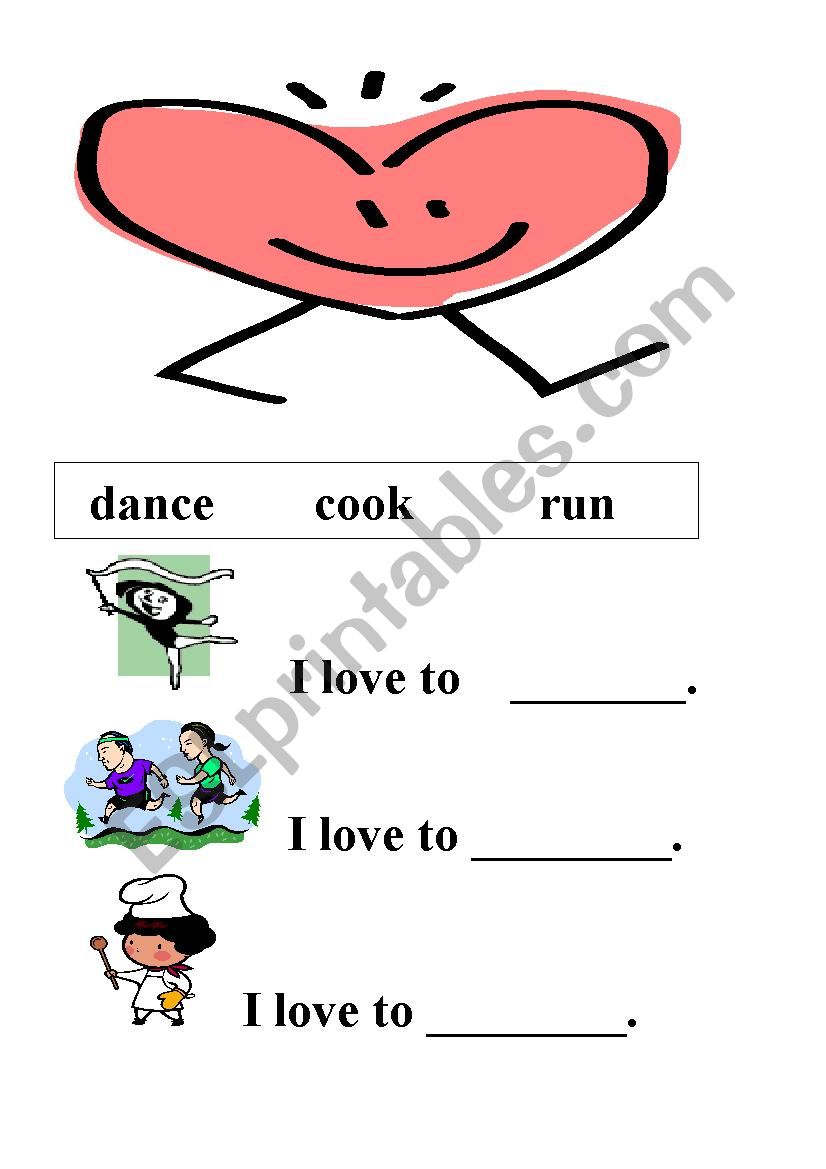 I love to _______ worksheet