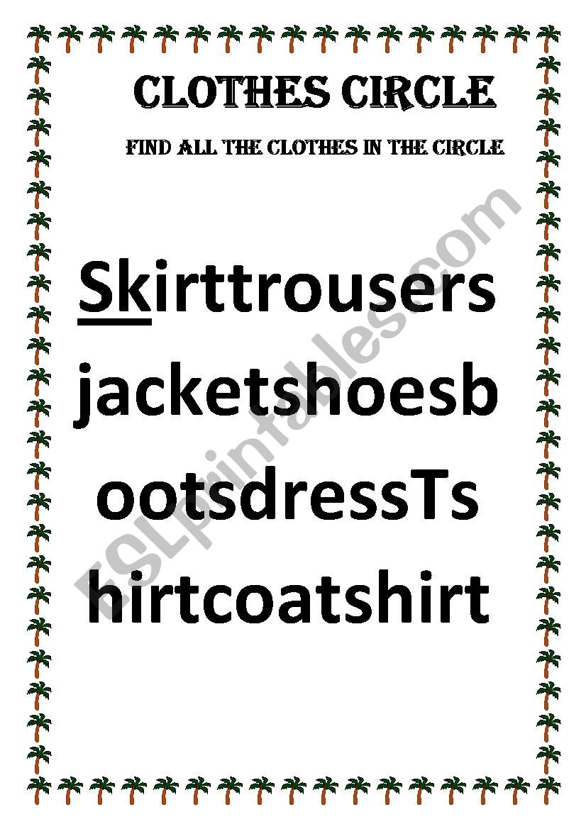 Clothes  circle worksheet