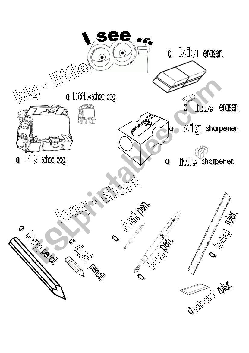 Describing school objects worksheet