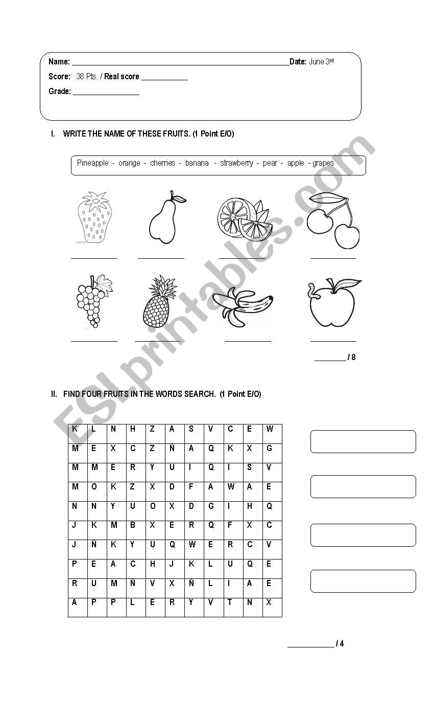 Test about foods and drinks  worksheet