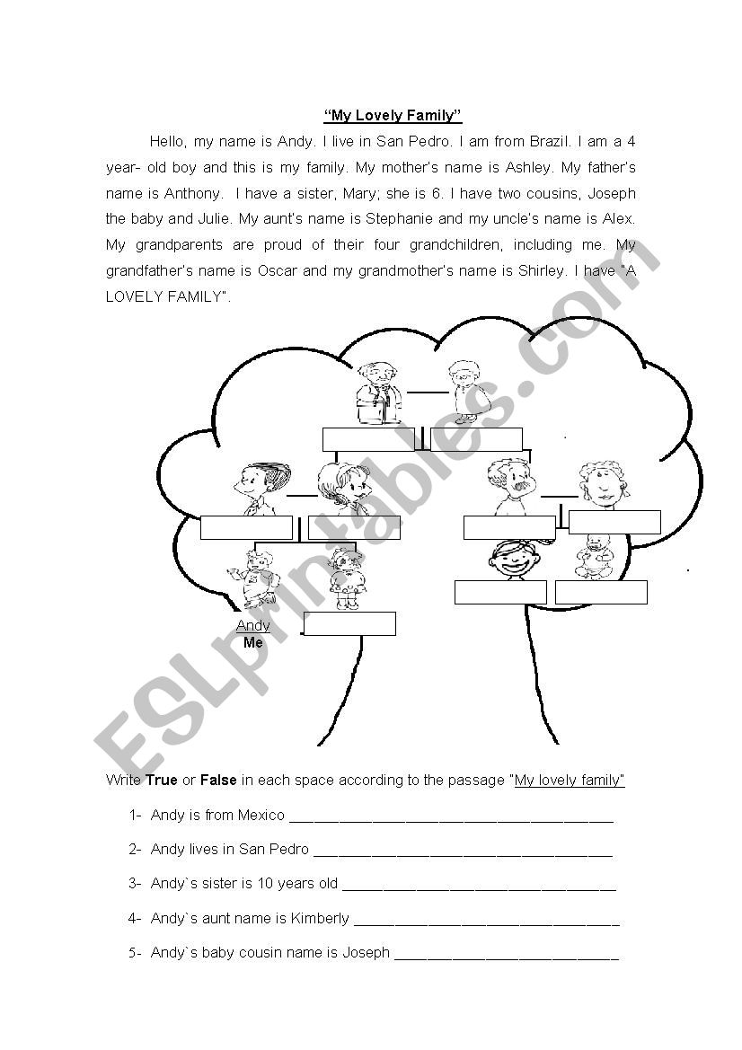 lovely family worksheet