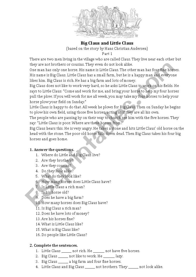 Big Caus and Little Claus worksheet