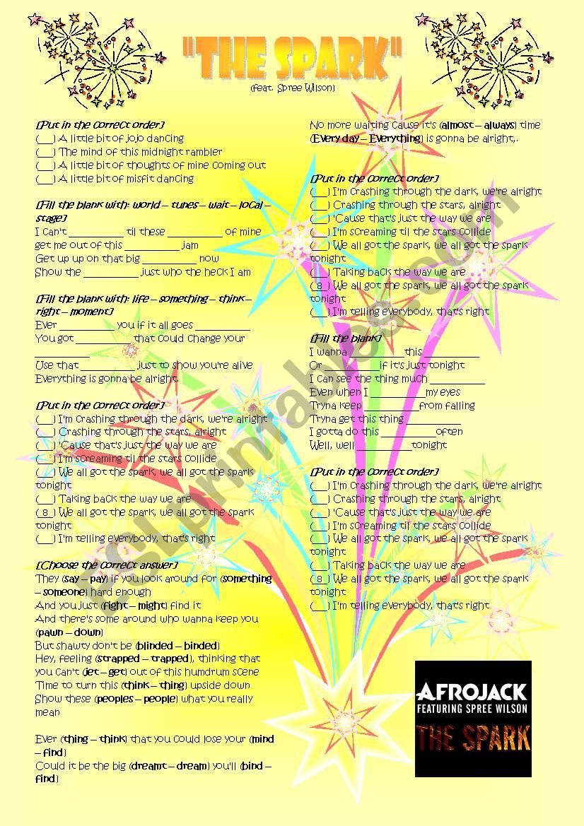 LISTENING: The Sparks worksheet