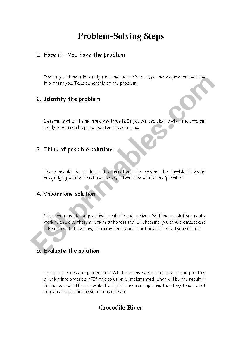 Problem solving worksheet