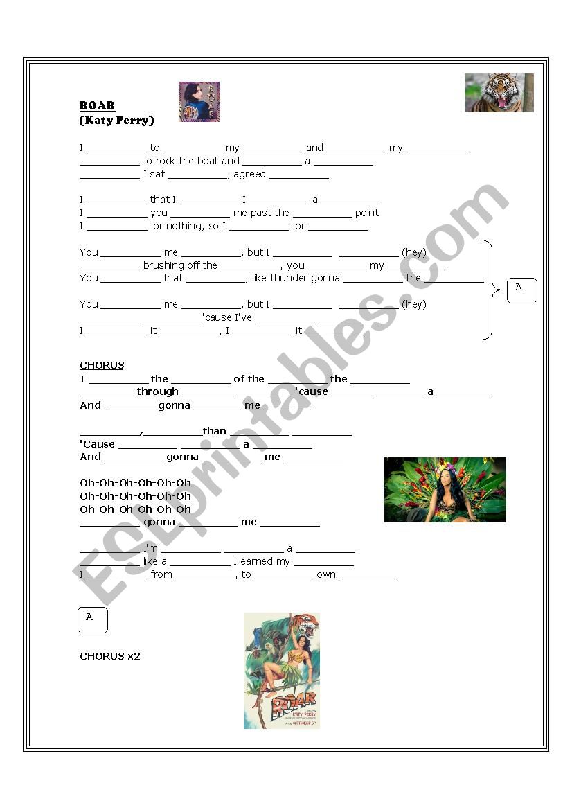 Roar - Katy Perry worksheet